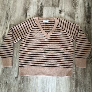 Old Navy V-Neck Sweater - Black and Tan Stripes